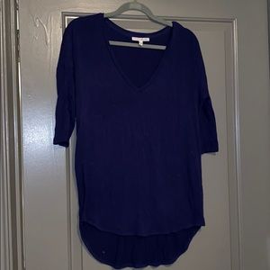 Express Navy cotton three quarter sleeve shirt